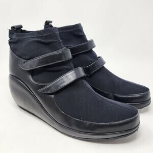 Stephane Kelian Booties Women 6 Y2K Carluce Black Leather Wedge Molded Moon Boot